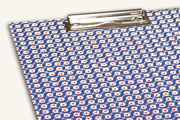 Blue and red clipboard "Gustl", handmade clipboard, retro graphics